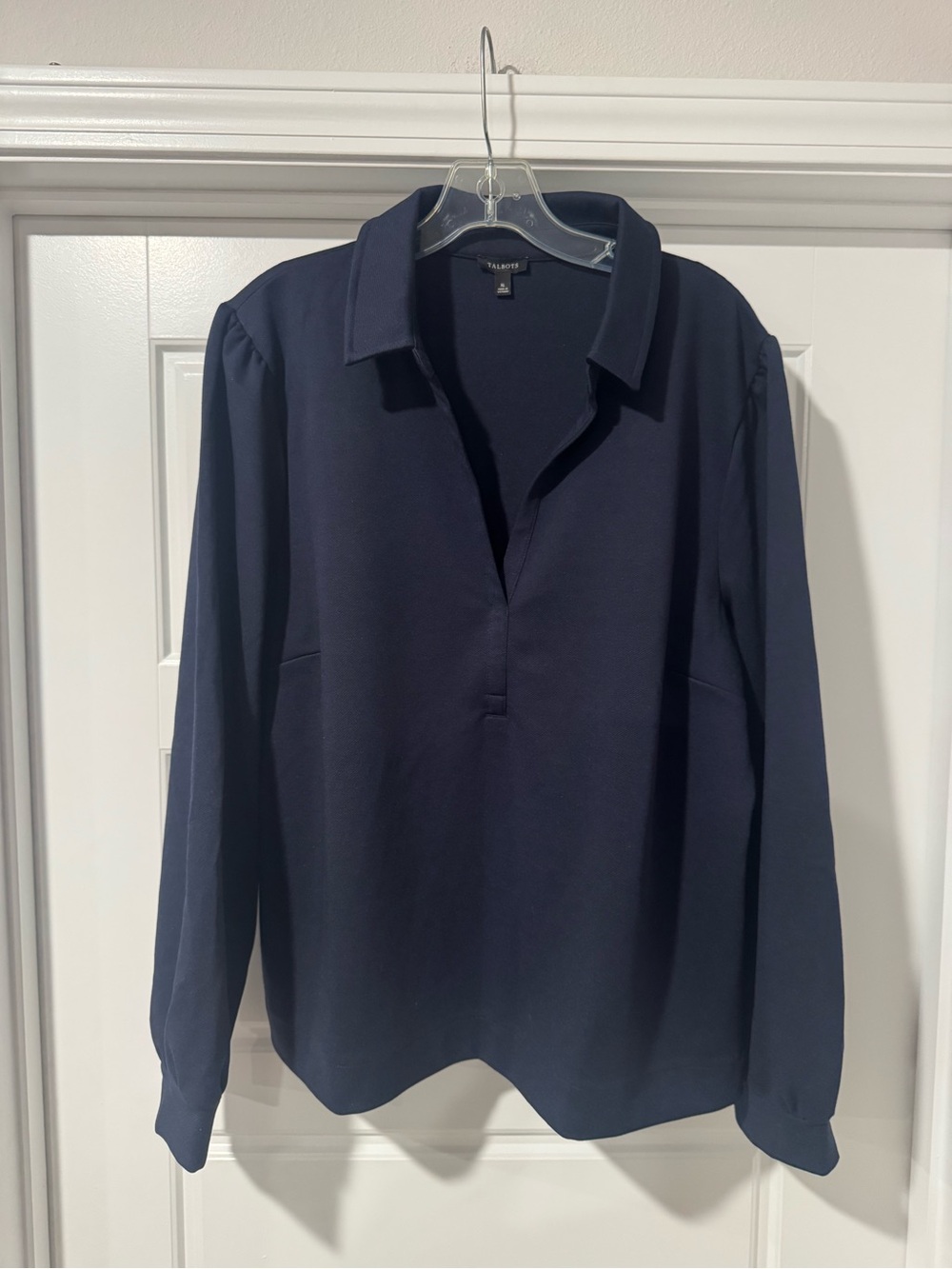 Talbots Navy V-Neck Collared Sweater